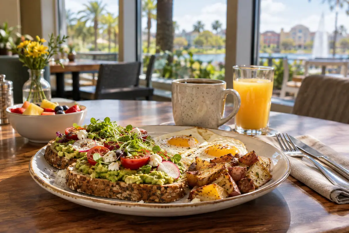 Photoreal travel-editorial view of First Watch Kissimmee in Kissimmee, Florida