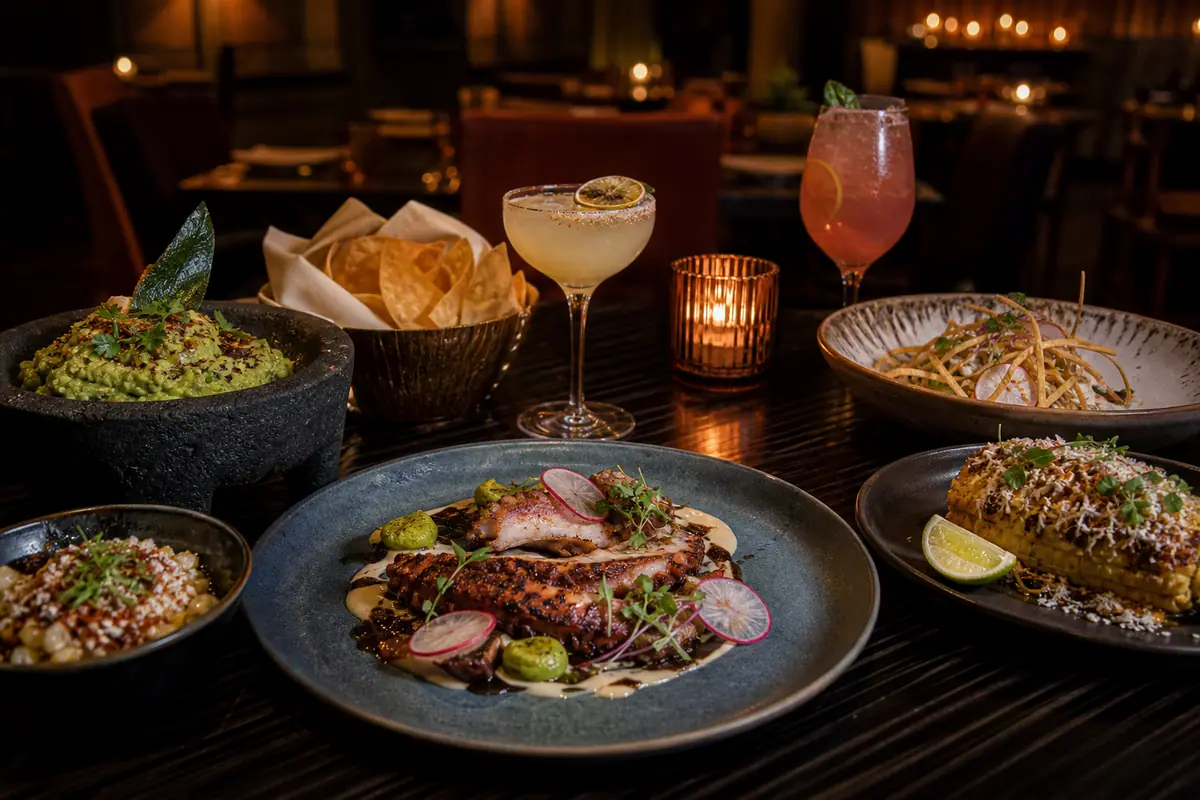 Photoreal Javier's upscale Mexican dinner scene in Las Vegas