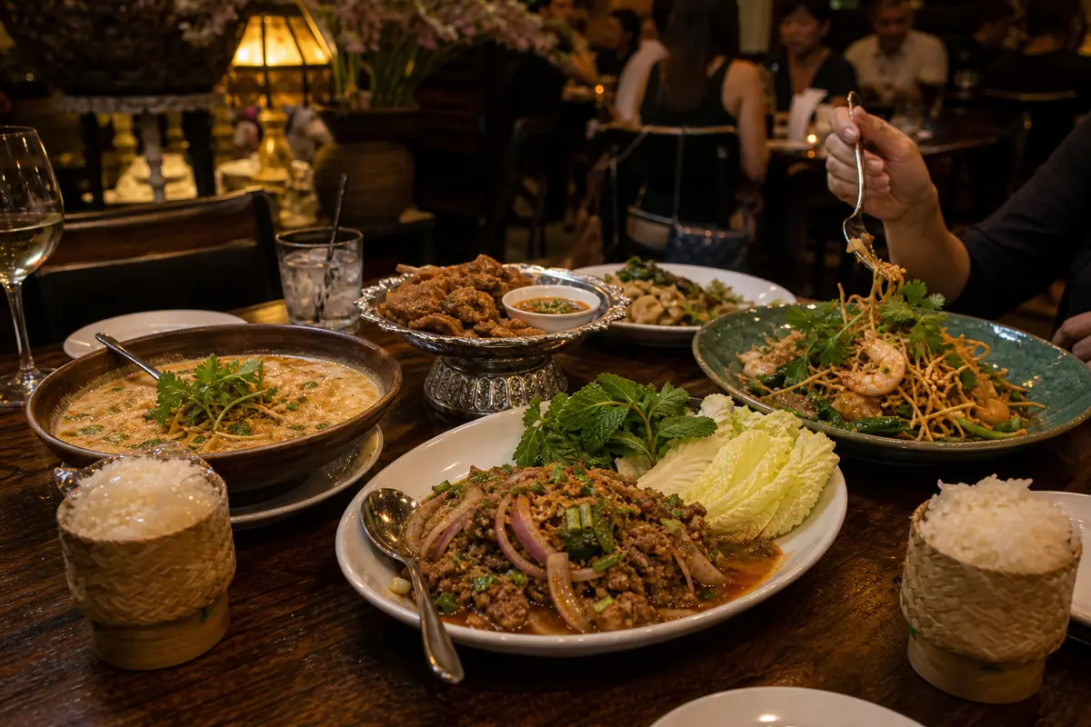 Photoreal Lotus of Siam Thai dinner scene in Las Vegas