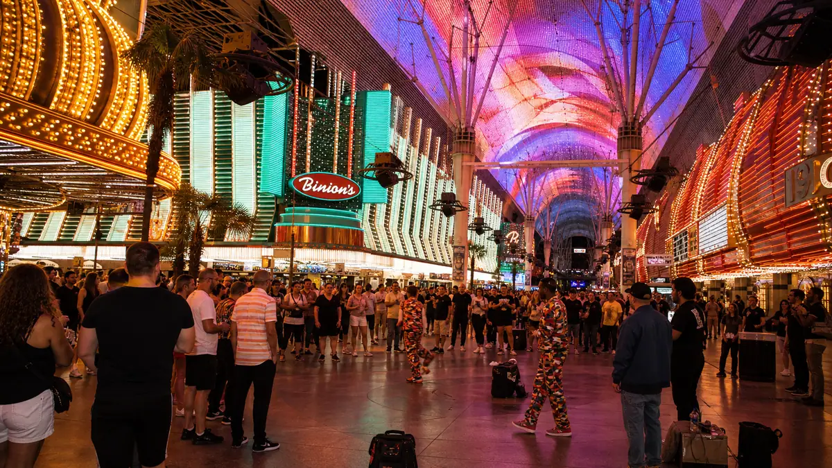 Photoreal Fremont Street Experience at night in Las Vegas