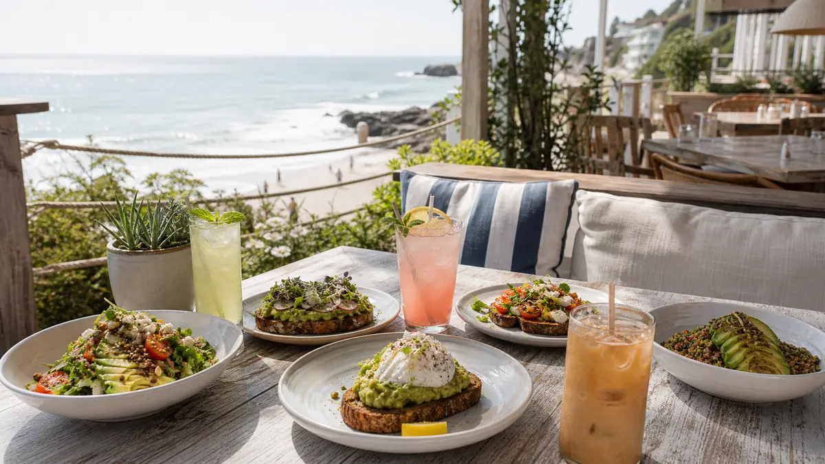 Photoreal oceanfront brunch at Malibu Farm Restaurant in Los Angeles