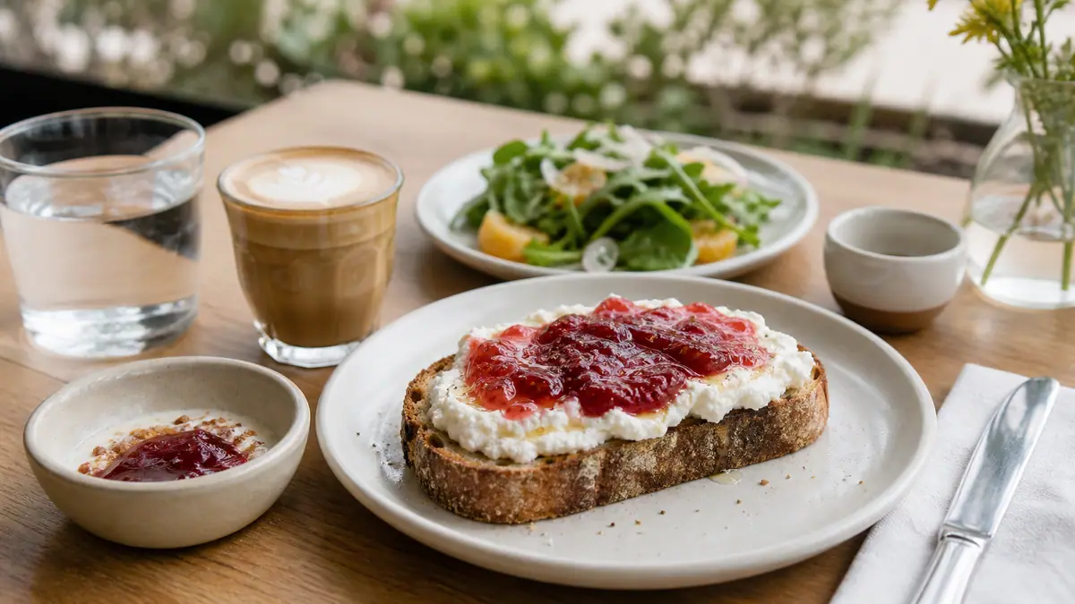 Photoreal Sqirl brunch scene in Los Angeles