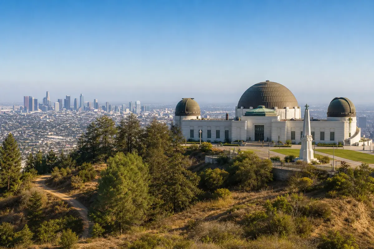 Photoreal Griffith Observatory scene overlooking Los Angeles