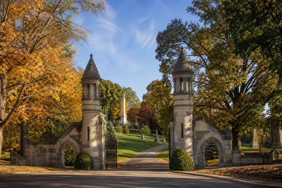 Photoreal view of Cave Hill Cemetery in Louisville