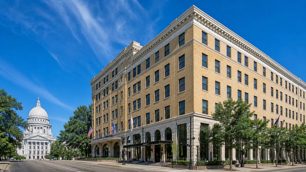Photoreal travel-editorial view of Best Western Premier Park Hotel in Madison, Wisconsin