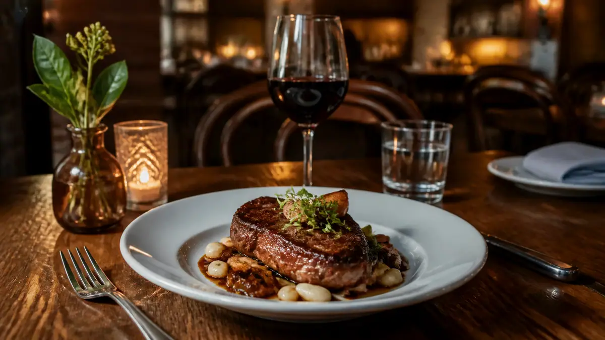 Photoreal travel-editorial view of Heritage Tavern in Madison, Wisconsin