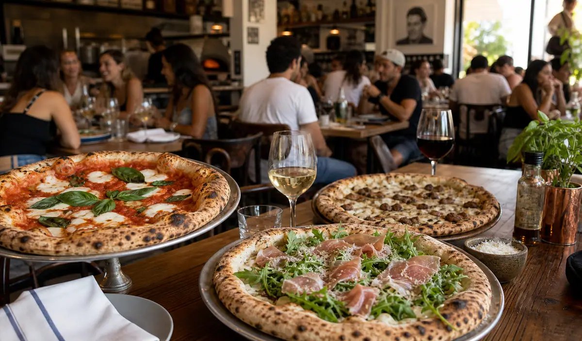 Photoreal dining or food scene representing Mister O1 Extraordinary Pizza in Miami