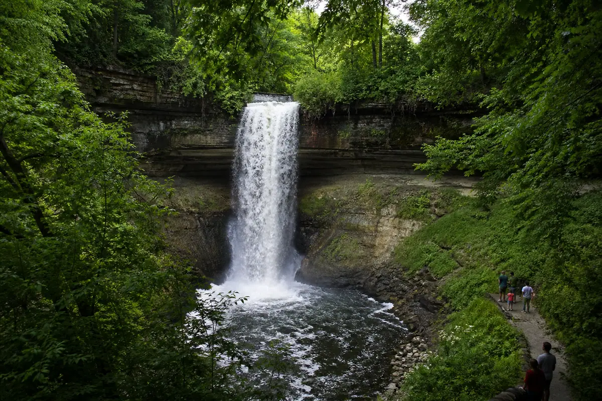 Photoreal view of Minnehaha Regional Park and Falls in Minneapolis