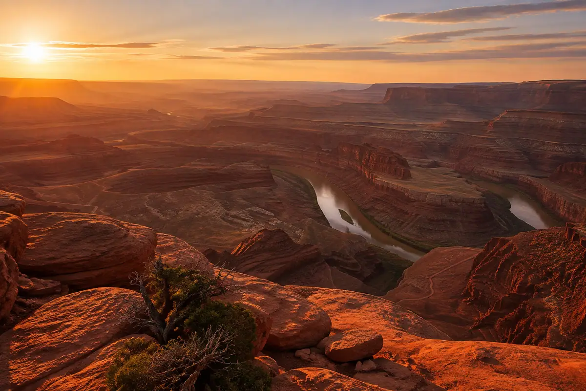 Photoreal travel-editorial view of Dead Horse Point State Park in Moab, Utah