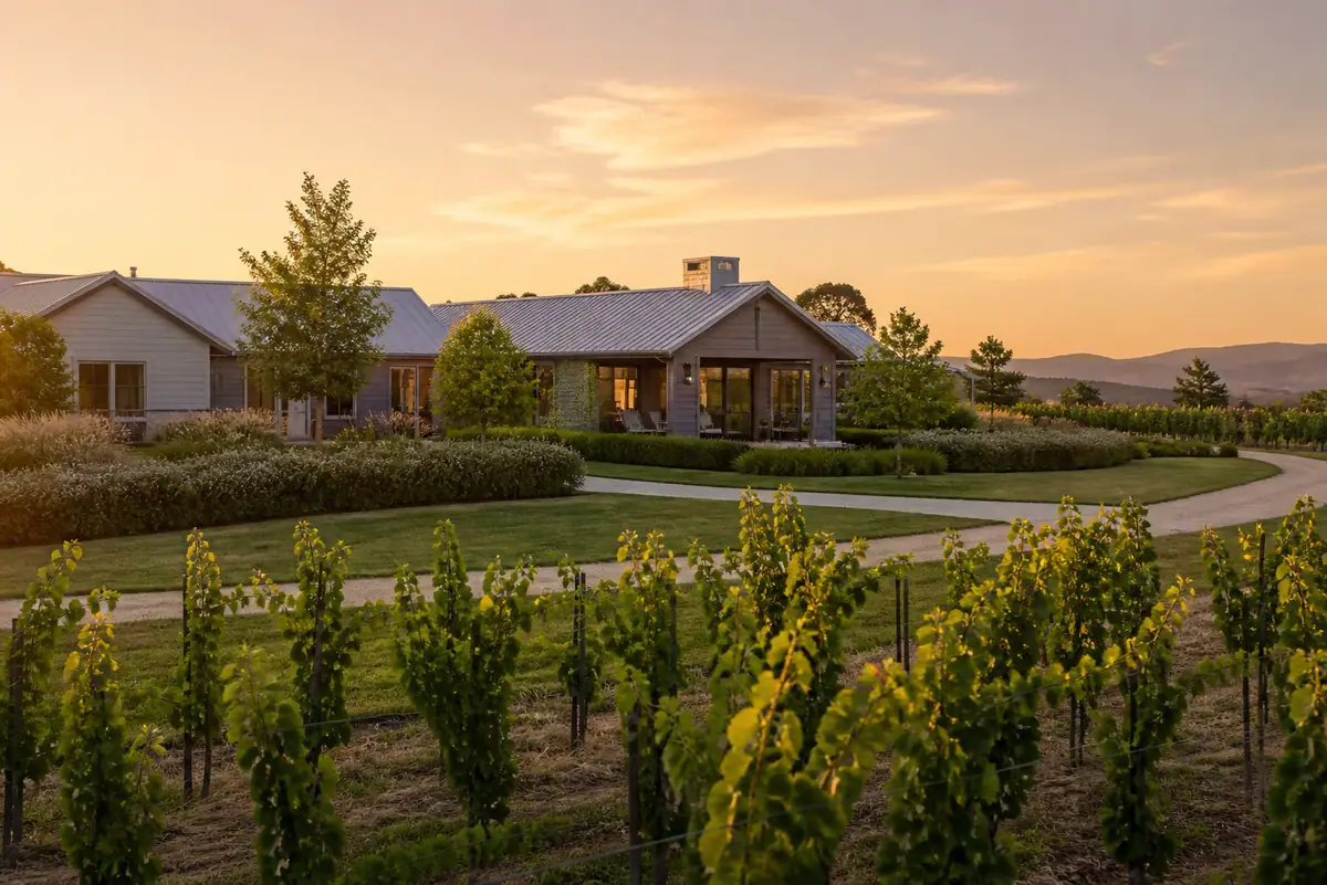 Photoreal travel-editorial view of Carneros Resort and Spa in Napa Valley, California
