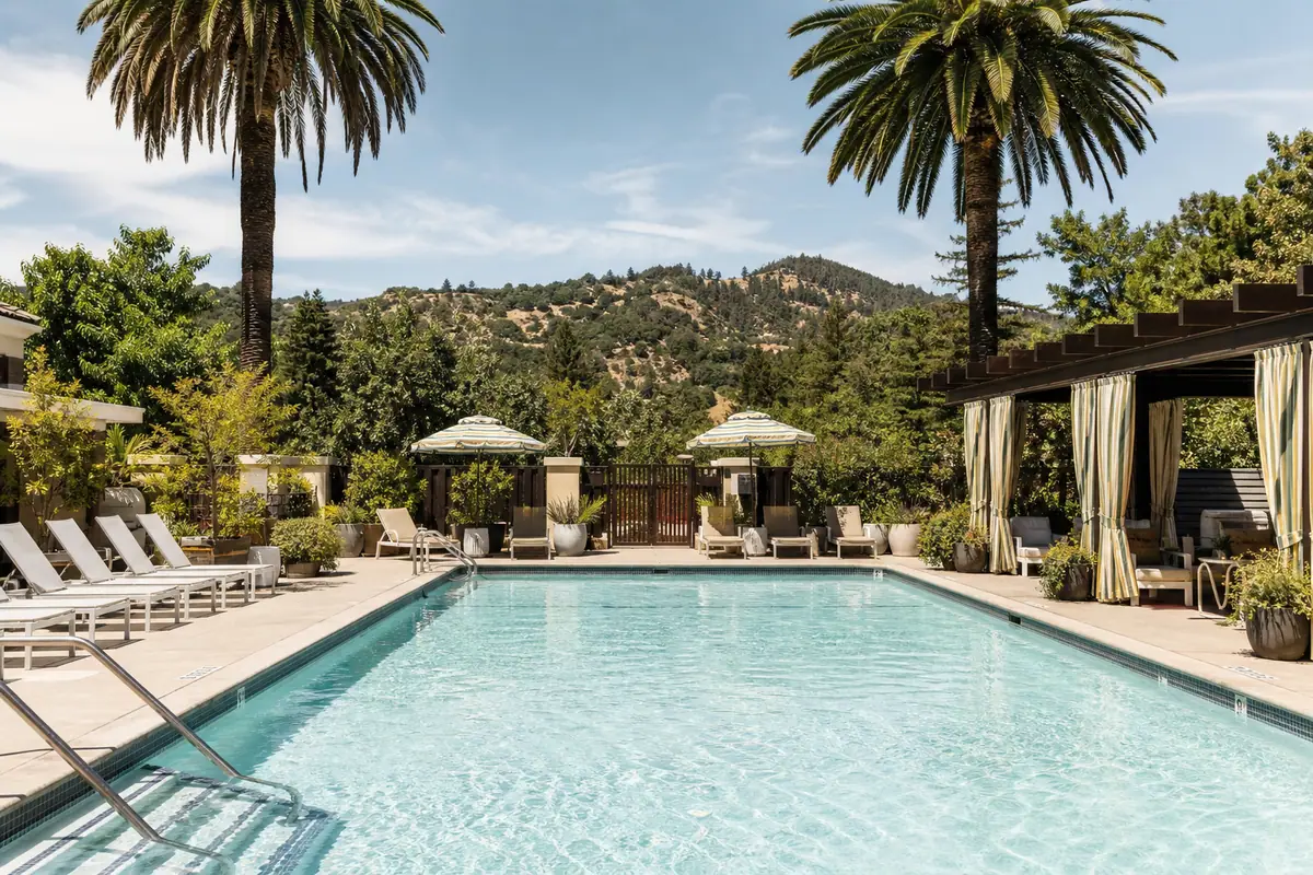 Photoreal travel-editorial view of Dr. Wilkinson's Backyard Resort and Mineral Springs in Napa Valley, California