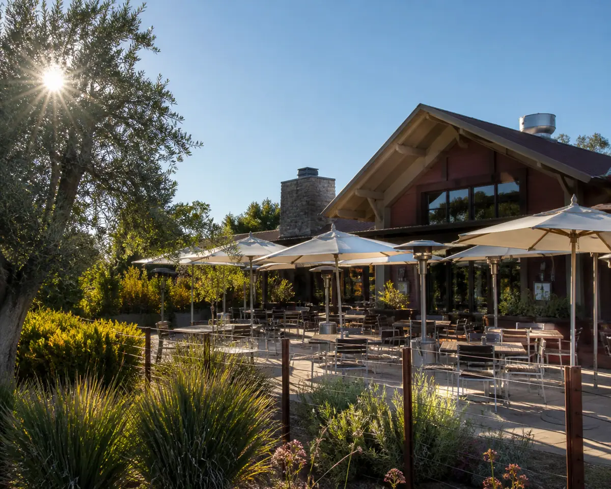 Photoreal travel-editorial view of Gott's Roadside in Napa Valley, California