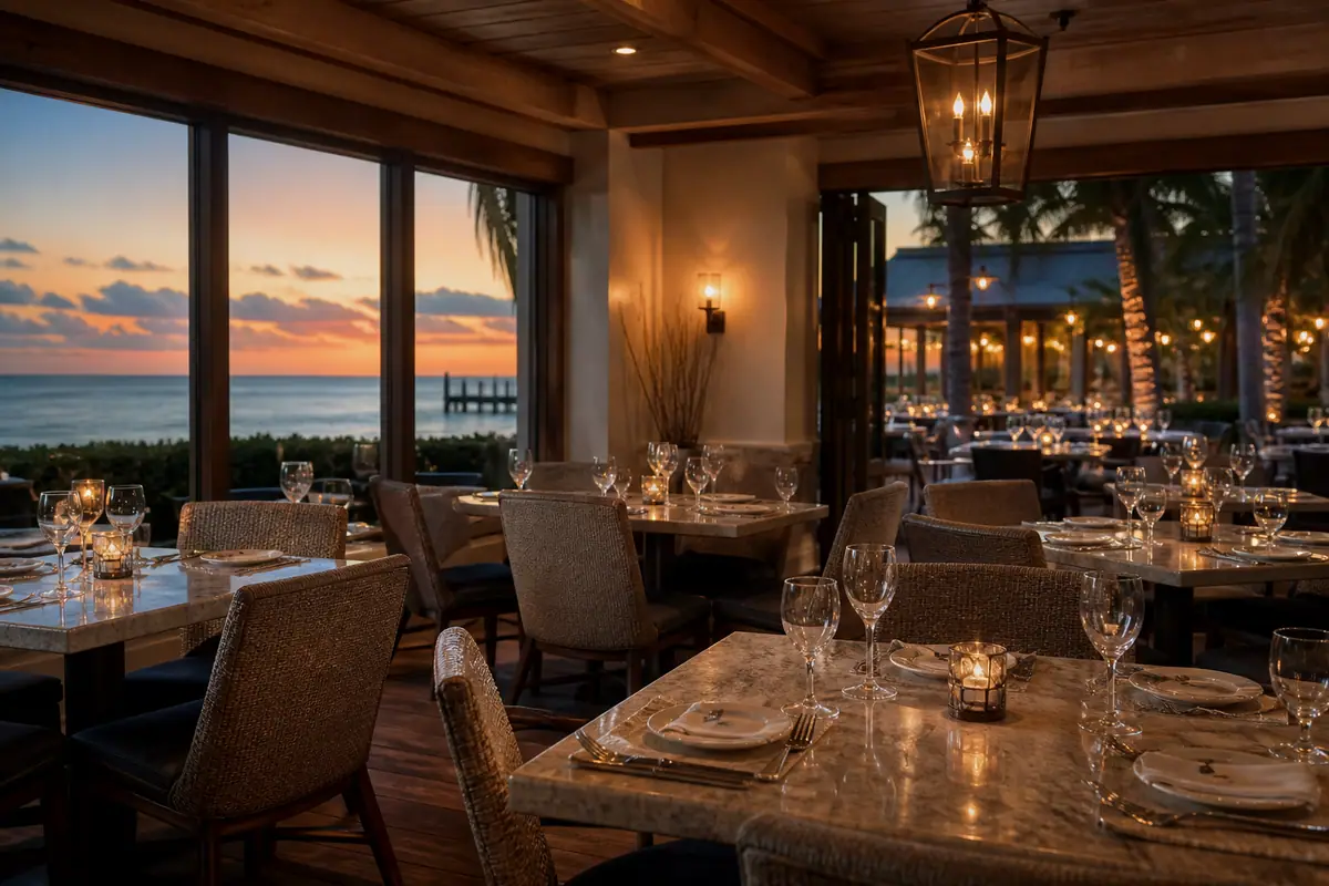 Photoreal travel-editorial view of Sea Salt in Naples, Florida