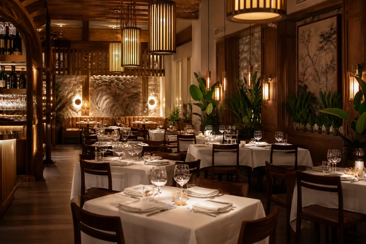 Photoreal travel-editorial view of Tulia Italian Steak in Naples, Florida