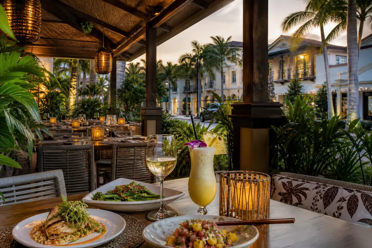 Photoreal travel-editorial view of Tommy Bahama Restaurant & Bar in Naples, Florida
