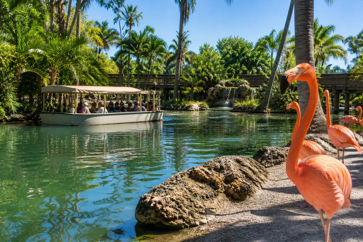 Photoreal travel-editorial view of Naples Zoo at Caribbean Gardens in Naples, Florida