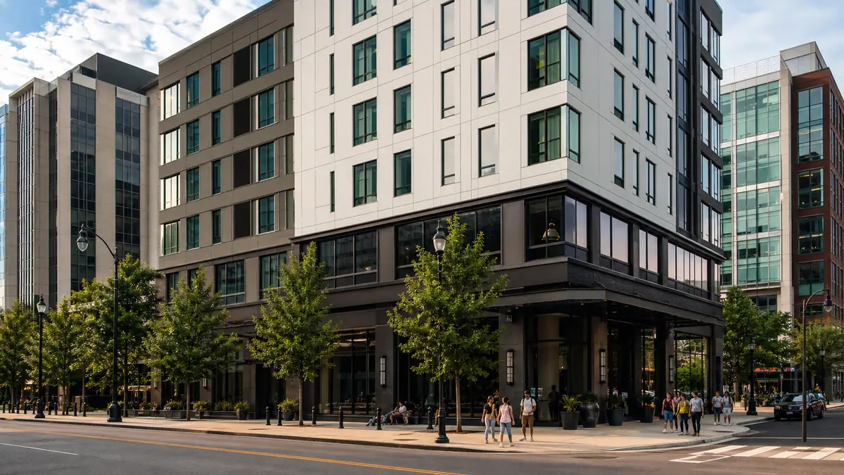 Photoreal exterior of Motto by Hilton Nashville Downtown in Nashville