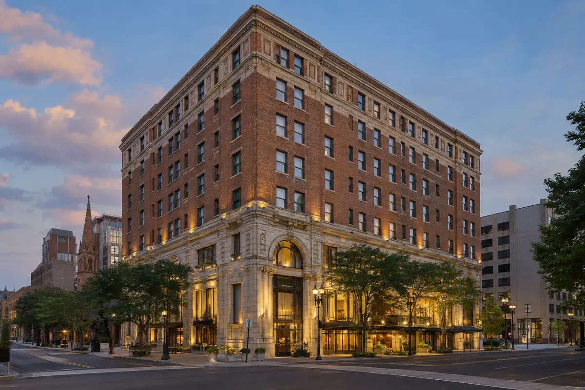 Photoreal travel-editorial view of New Haven Hotel in New Haven, Connecticut