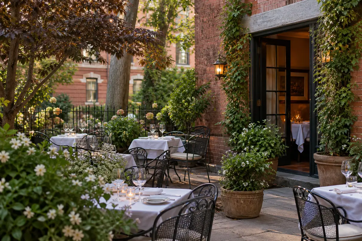 Photoreal travel-editorial view of L'Orcio in New Haven, Connecticut