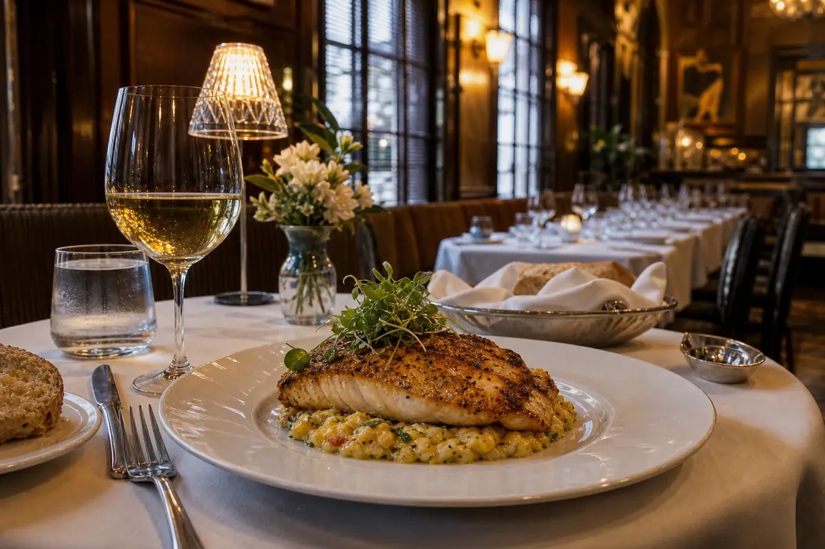 Photoreal upscale seafood entree representing GW Fins in New Orleans