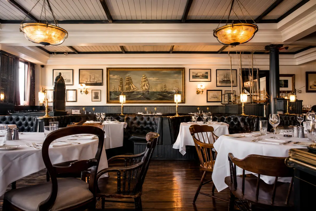 Photoreal travel-editorial view of The Black Pearl in Newport, Rhode Island