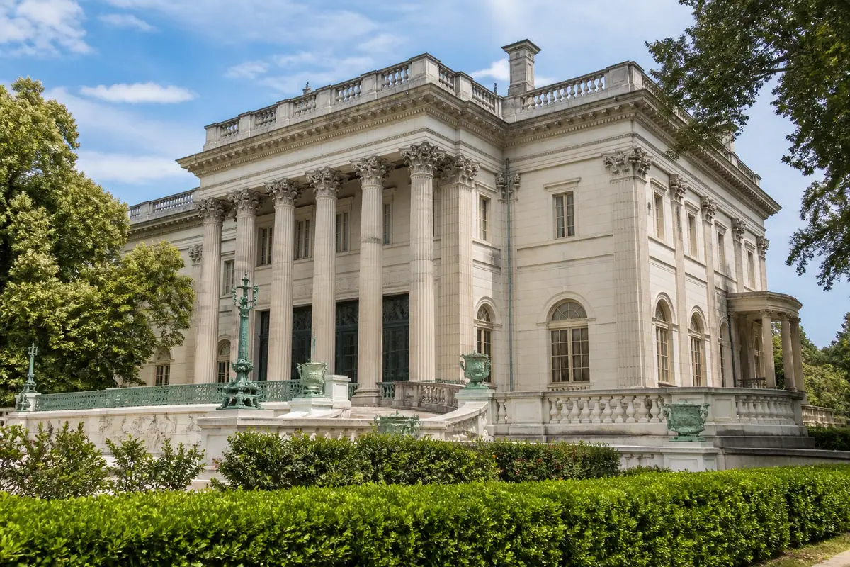Photoreal travel-editorial view of Marble House in Newport, Rhode Island
