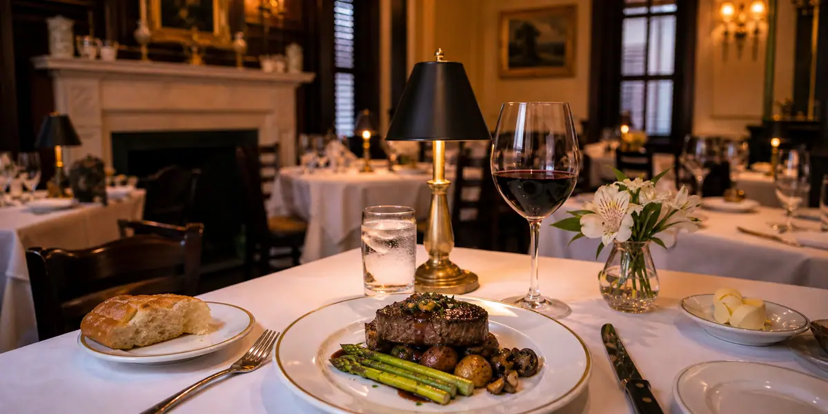 Photoreal classic dinner room scene representing Omar's Carriage House in Norfolk