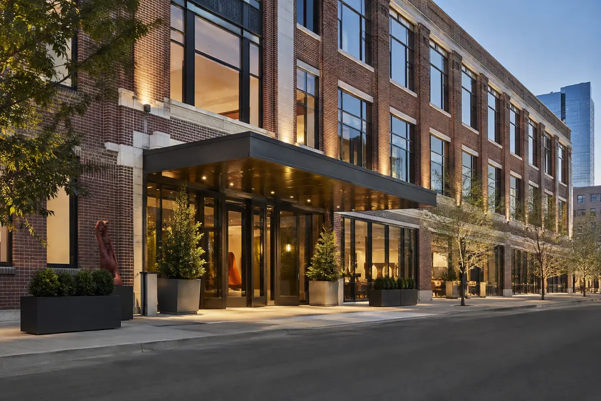 Photoreal travel-editorial view of 21c Museum Hotel Oklahoma City in Oklahoma City, Oklahoma