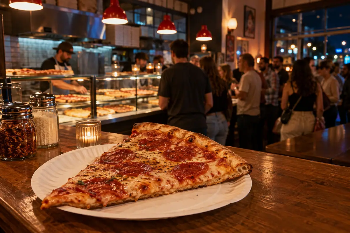 Photoreal travel-editorial view of Empire Slice House in Oklahoma City, Oklahoma