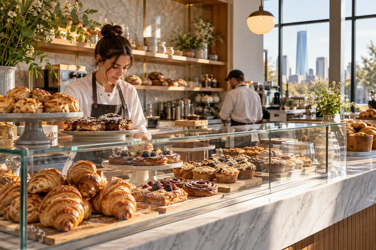 Photoreal travel-editorial view of Harvey Bakery & Kitchen in Oklahoma City, Oklahoma