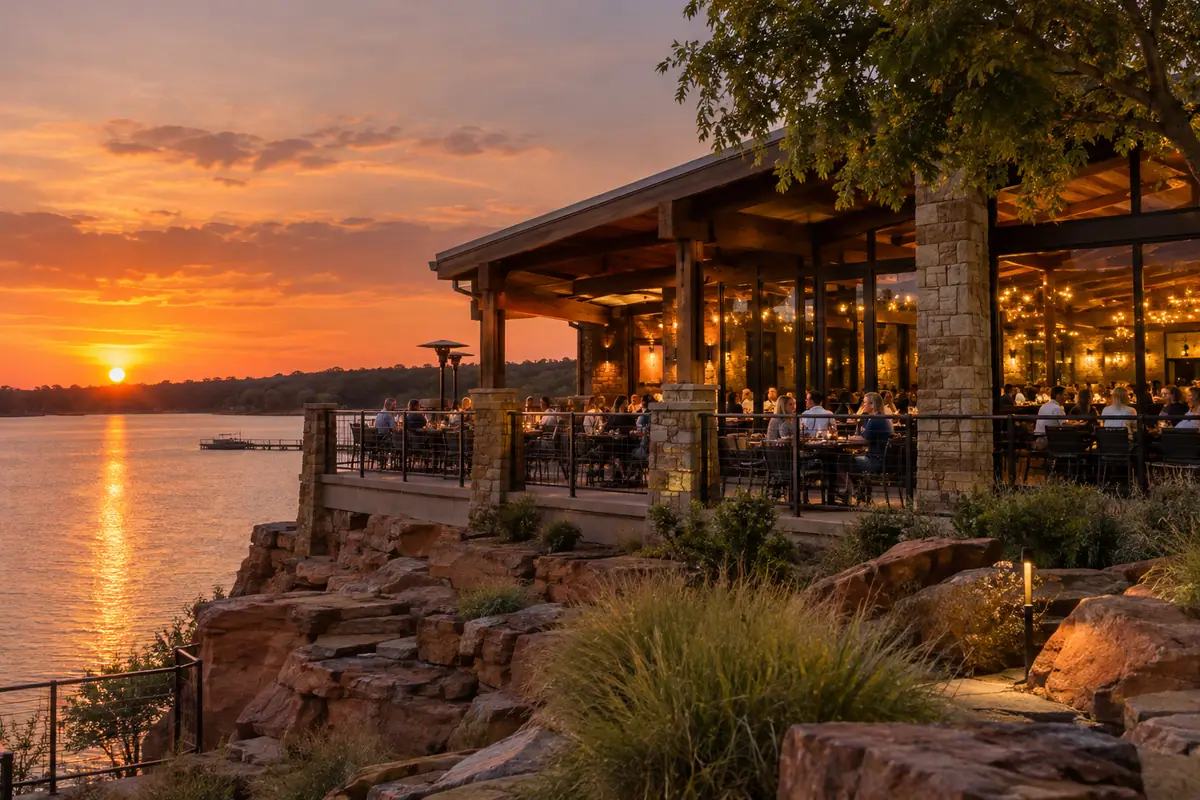 Photoreal travel-editorial view of Redrock Canyon Grill in Oklahoma City, Oklahoma
