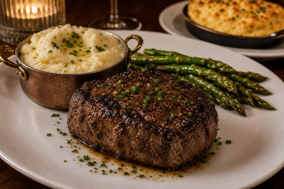 Photoreal steakhouse dinner plate representing Kres Chophouse