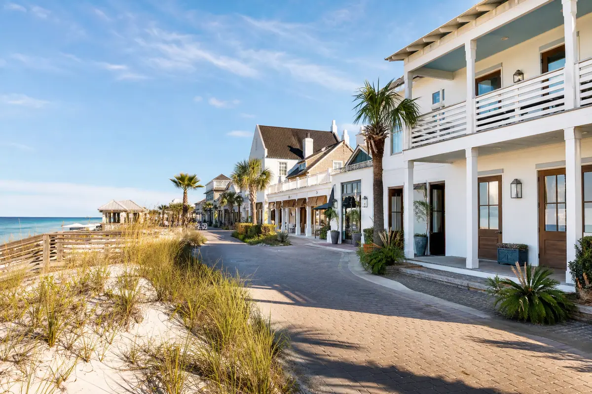 Photoreal Gulf Coast streetscape for a 30A scenic side trip near Panama City Beach