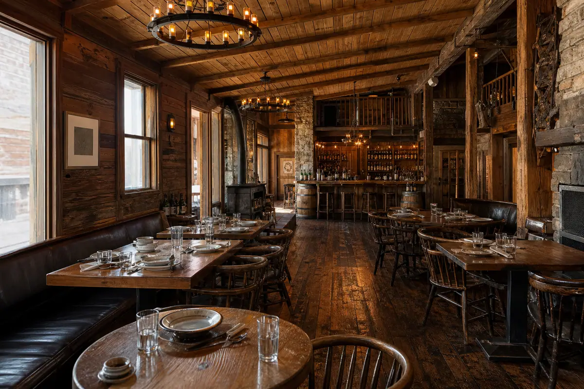 Photorealistic travel-editorial view of Davanza's in Park City, Utah