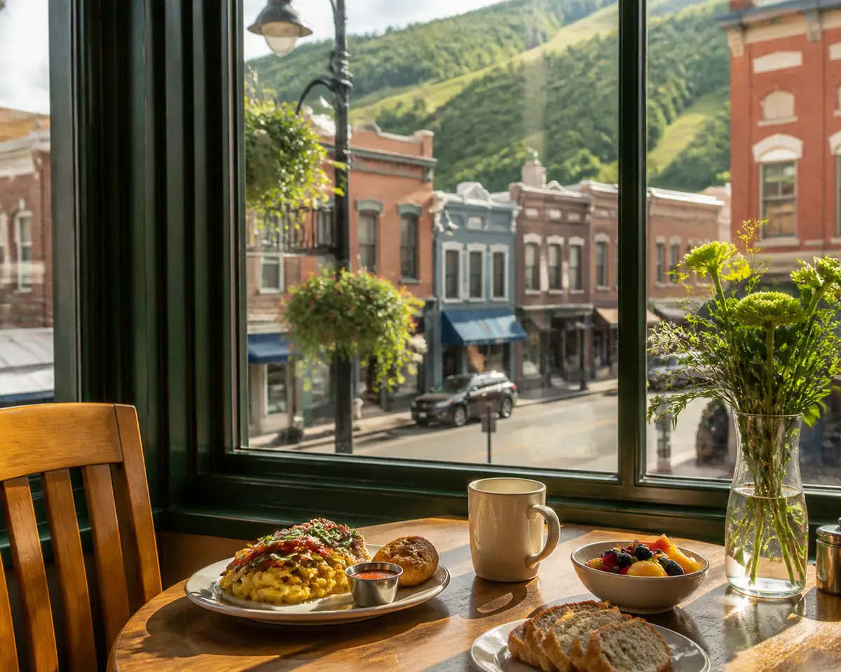 Photorealistic travel-editorial view of Harvest in Park City, Utah