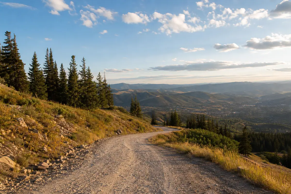 Photorealistic travel-editorial view of Swaner Preserve and EcoCenter in Park City, Utah