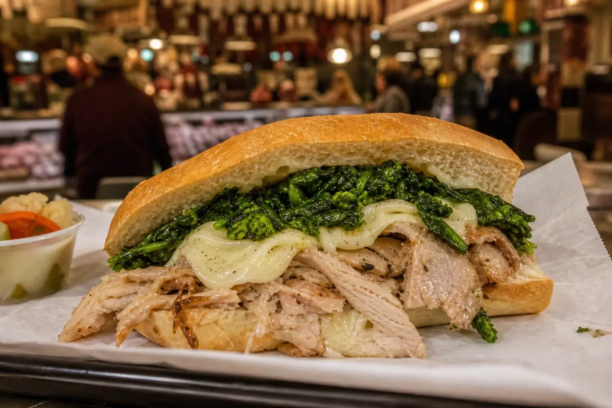 Photoreal roast pork sandwich representing DiNic's in Philadelphia