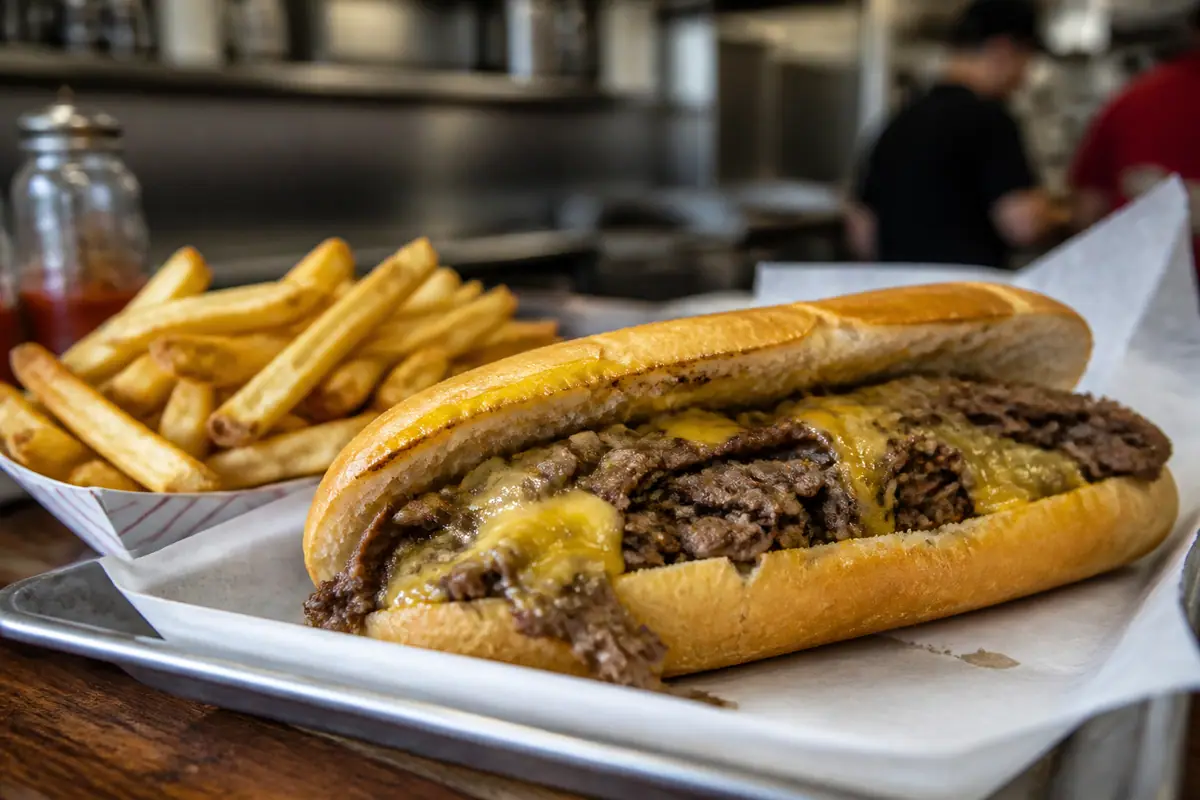Photoreal cheesesteak tray representing Jim's South St. in Philadelphia