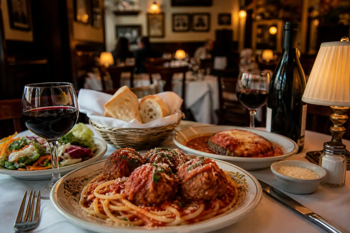 Photoreal classic Italian dinner plate representing Ralph's Italian Restaurant in Philadelphia