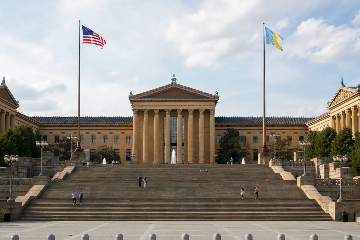 Photoreal Philadelphia Museum of Art facade and grand steps