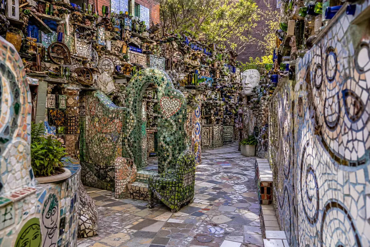 Photoreal mosaic courtyard at Philadelphia Magic Gardens
