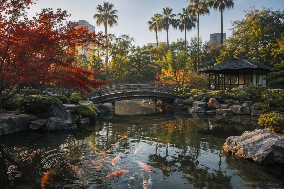 Photoreal koi pond and garden at Japanese Friendship Garden of Phoenix