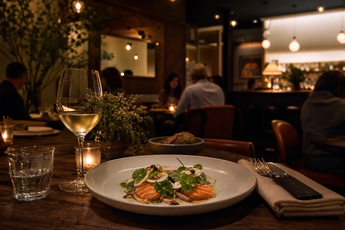 Photoreal dining or food scene representing Coquine in Portland