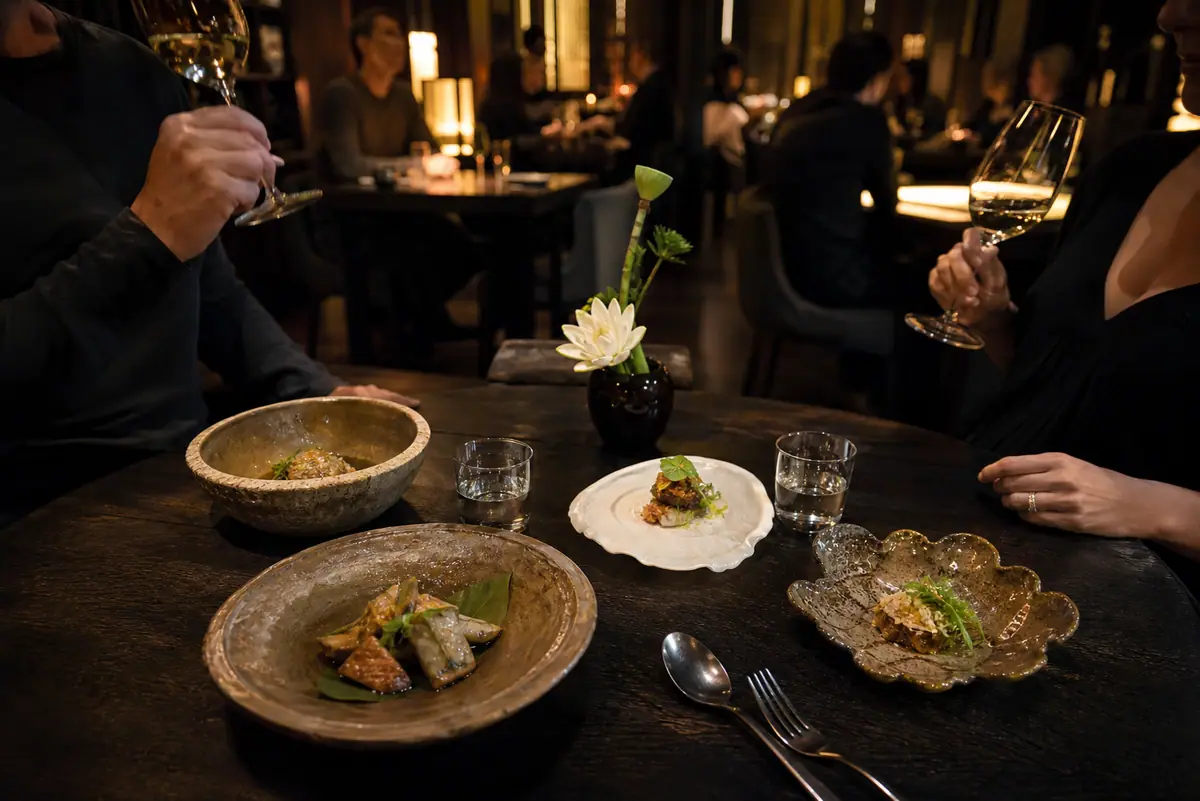Photoreal dining or food scene representing Langbaan in Portland