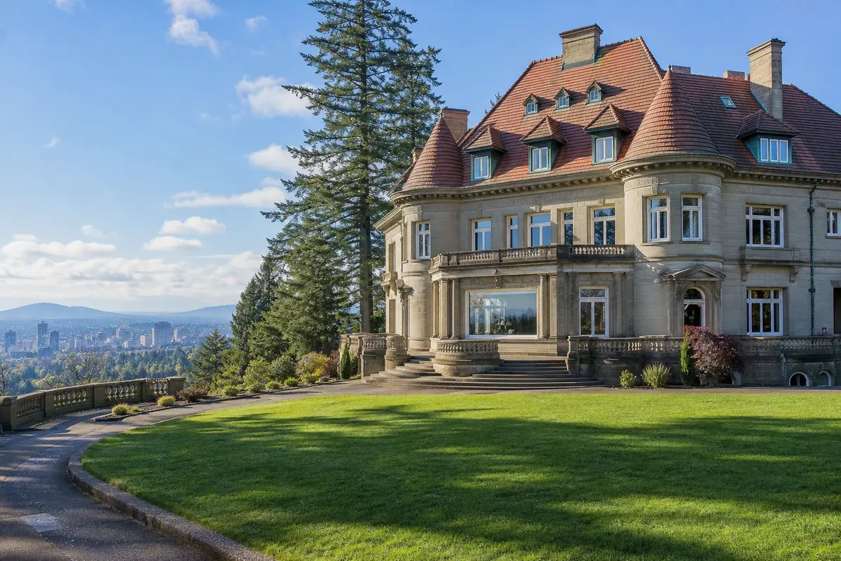 Photoreal view of Pittock Mansion in Portland