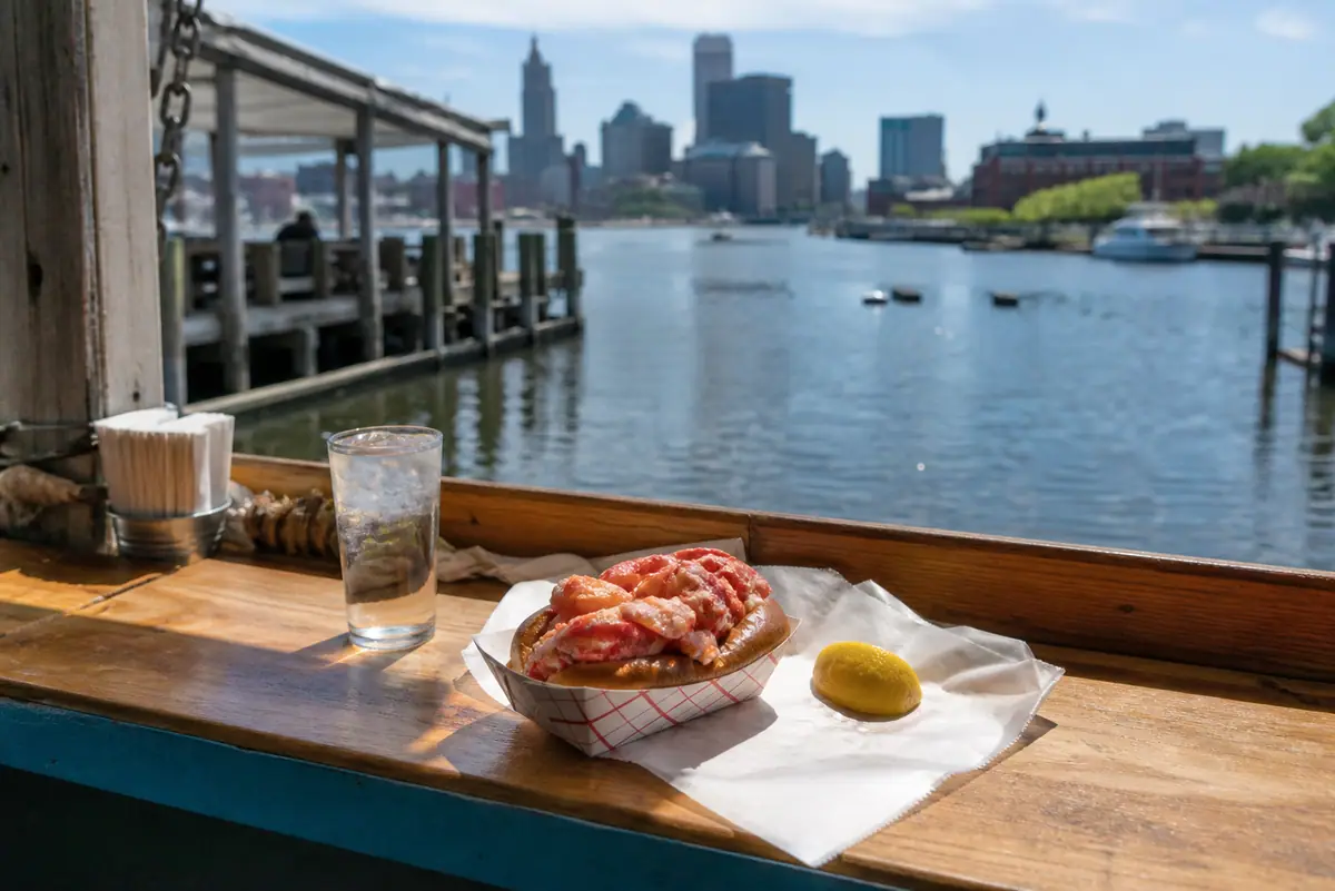 Photoreal travel-editorial view of Dune Brothers Seafood in Providence, Rhode Island