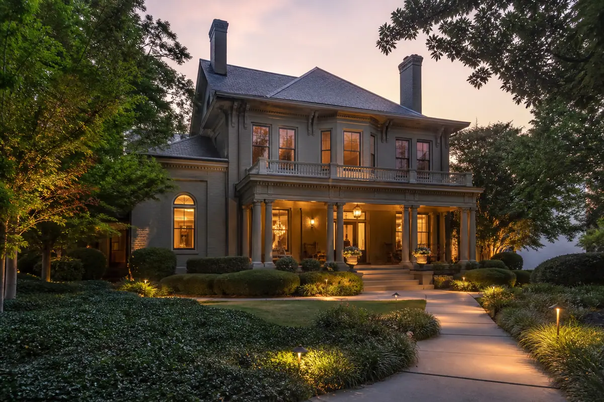 Photorealistic travel-editorial view of Heights House Hotel in Raleigh, North Carolina