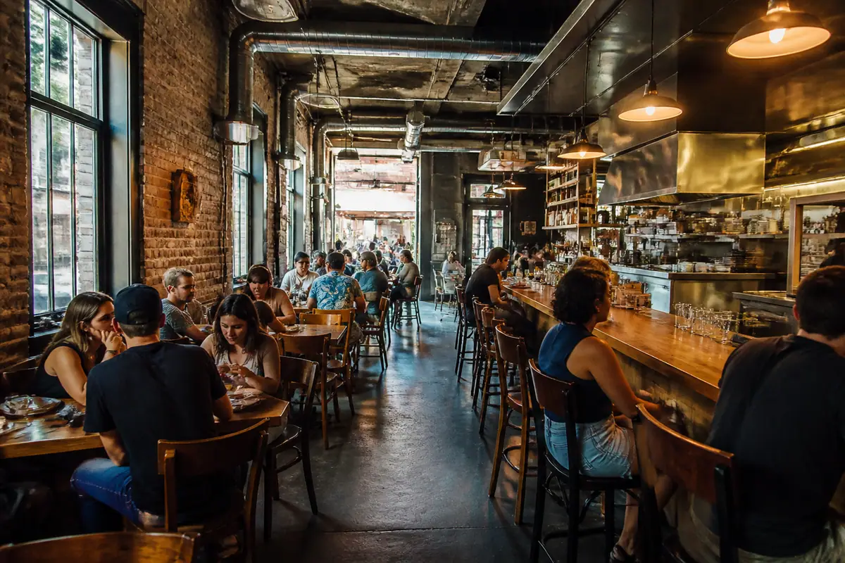 Photorealistic travel-editorial view of State of Beer in Raleigh, North Carolina