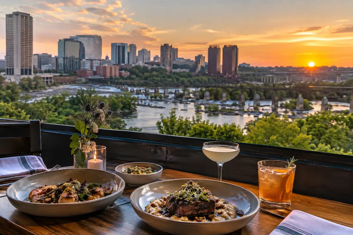 Photoreal travel-editorial view of Julep's New Southern Cuisine in Richmond, Virginia