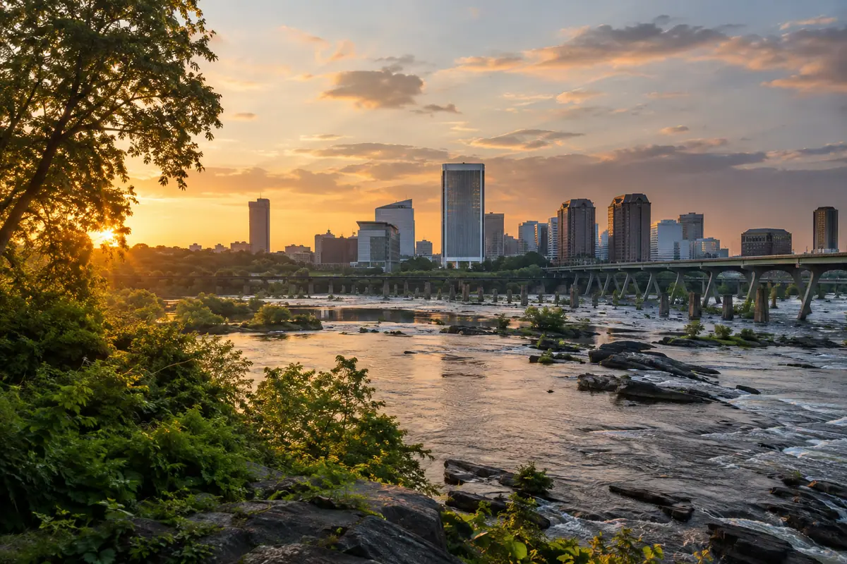 Photoreal travel-editorial view of L'Opossum in Richmond, Virginia